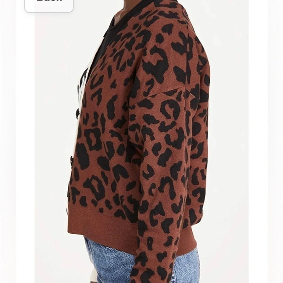 525 Womens Mixed Leopard Cardigan Sweater Size M - Picture 4 of 11